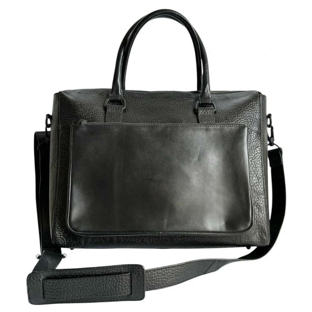 VelRossi Leather Laptop Bag Work Briefcase Black Vel Rossi Italy Italian Pebbled